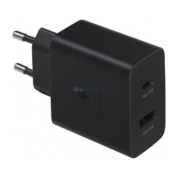 Încărcător de rețea SAMSUNG USB+Type-C (35W, încărcător rapid PD 3.0) NEGRU