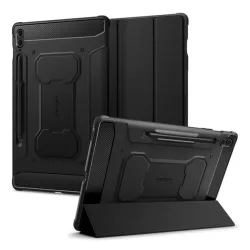   Husă SPIGEN RUGGED ARMOR PRO în picioare (FLIP activ, rezistență la șoc, TRIFOLD, suport desktop, suport creion) NEGRU Samsung Galaxy Tab S9 FE Plus LTE (SM-X616), Galaxy Tab S9 FE Plus WIFI (SM-X610)