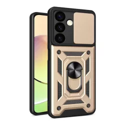   HUSĂ! - Protector de telefon din plastic Defender (rezistență la impact, interior din silicon, inel de reținere, protecție pentru cameră) GOLD Samsung Galaxy S24 Plus (SM-S926)