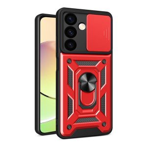 Protector de telefon din plastic Defender (rezistenta la impact, interior din silicon, inel de retinere, protectie pentru camera) RED Samsung Galaxy S24 (SM-S921)