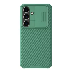   HUSĂ! - Protector de telefon din plastic NILLKIN CAMSHIELD PRO (cadru din silicon, rezistenta la impact, protectie camera, dungi) VERDE ÎNCHIS Samsung Galaxy S24 Plus (SM-S926)