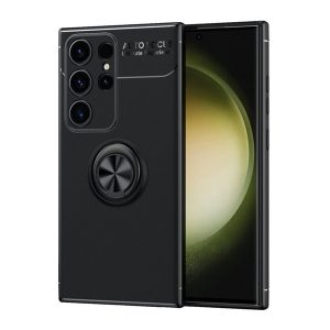 Protector de telefon din silicon (suport desktop, inel de suport, 360°, magnetic) NEGRU Samsung Galaxy S24 Ultra (SM-S928)