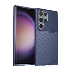   HUSĂ! - Protectie din silicon pentru telefon (rezistenta la impact, cu dungi, model convex) ALBASTRU INCHIS Samsung Galaxy S24 Ultra (SM-S928)