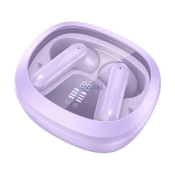 HOCO EQ6 cască bluetooth Stereo (v5.3, TWS, microfon + încărcător) LILA