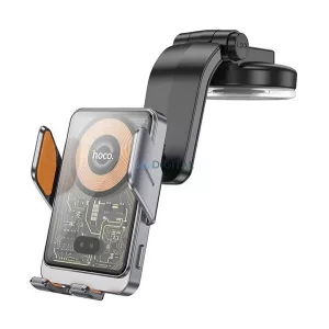 Suport auto HOCO HW8 (bord, parbriz, ventuză, automat, 15W, wireless, încărcător rapid, dimensiune 4.5-7") NEGRU