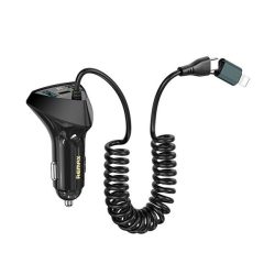   Încărcător auto REMAX RCC328 2 prize USB+Type-C (22,5W, încărcător rapid PD + Type-C - cablu fulger) NEGRU