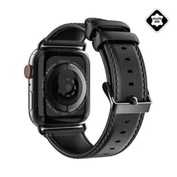   Curea de schimb DUX DUCIS YA (dimensiune personalizată, mare, piele naturală, magnetică) NEGRU Apple Watch Ultra 2 49 mm, Watch Ultra 49 mm, Watch Series 9 45 mm