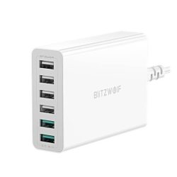   Distribuitor de rețea BLITZWOLF 6 prize USB (60W, încărcător rapid PD 3.0) ALB
