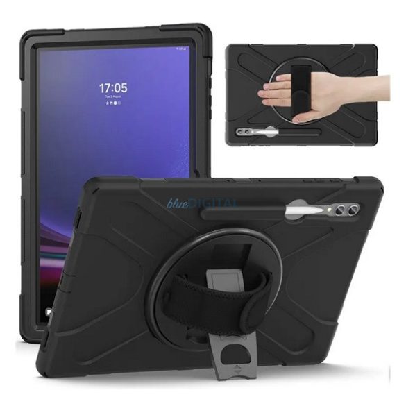 Protecție din plastic pentru telefon Defender (anti-șoc, 360° + curea de mână) BLACK Samsung Galaxy Tab S9 Ultra WIFI (SM-X910), Galaxy Tab S9 Ultra LTE (SM-X916)