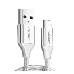   Cablu de date UGREEN (USB - Type-C, 3A, încărcător rapid PD 3.0, 100W, 200cm, șiret) ALB