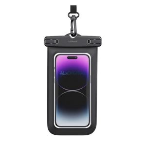 HUSĂ! - USAMS YD011 carcasă impermeabilă/rezistentă la apă (universală, IPX68, cârlig pentru gât, dimensiune 6,7") NEGRU