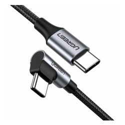   Cablu de date UGREEN US255 (Tip-C - Tip-C, 3A, încărcător rapid 3.0, 100cm, 90 grade) NEGRU
