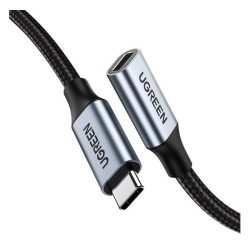   Prelungitor cablu de date UGREEN (priză de tip C - tip C, 100 cm, șiretul pantofilor) NEGRU