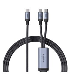  Cablu de date JOYROOM 2in1 (Type-C - Type-C/Type-C, 100W, încărcător rapid, 150cm, șiret) NEGRU