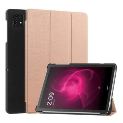  Carcasă în picioare, efect piele (FLIP activ, deschidere laterală, TRIFOLD, suport pentru masă) ROSE GOLD T Tabletă 5G ( 2023 )