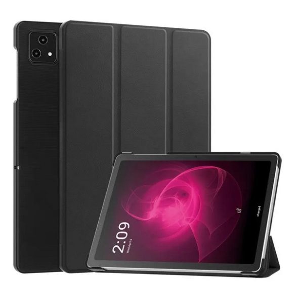 Husă stativă, efect piele (FLIP activ, deschidere laterală, TRIFOLD, desktop) negru T Tablet 5G ( 2023 )