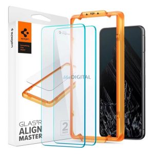 SPIGEN ALM FC folie sticlă protecție ecran2pcs (2.5D, extra rezistent la zgârieturi, 9H, ultra subțire, evidențierea culorilor) pentru Google Pixel 8 Pro
