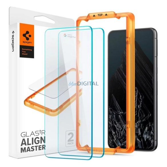 SPIGEN ALM FC folie sticlă protecție ecran2pcs (2.5D, extra rezistent la zgârieturi, 9H, ultra subțire, evidențierea culorilor) pentru Google Pixel 8 Pro