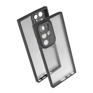 Silicon protector de telefon (rezistent la șocuri, spate acrilic, protector de cameră) BLACK Samsung Galaxy S22 Ultra (SM-S908)