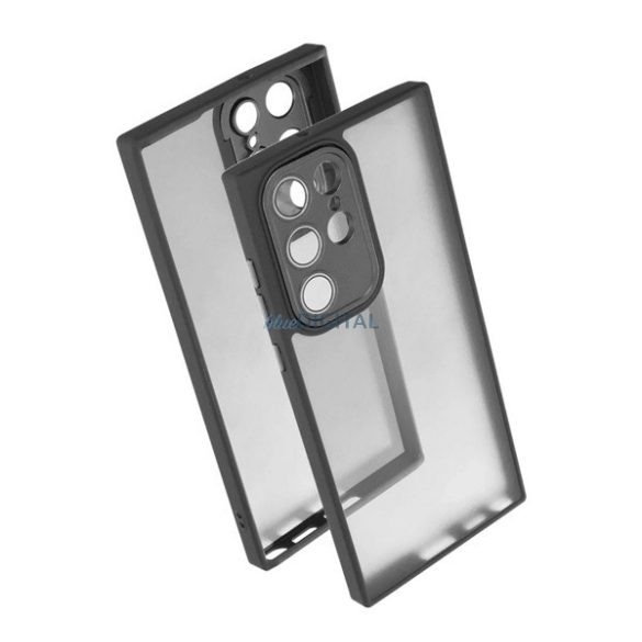 Silicon protector de telefon (rezistent la șocuri, spate acrilic, protector de cameră) BLACK Samsung Galaxy S22 Ultra (SM-S908)