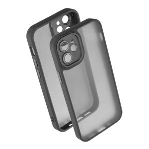 Protectie din silicon pentru telefon (rezistenta la impact, spate acrilic, protectie camera) NEGRU Apple iPhone 12 mini
