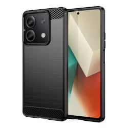   HUSĂ! - Husă silicon pentru telefon (rezistent la impact, toc pernă de aer, periat, model de carbon) negru Xiaomi Redmi Note 13 5G