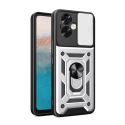   HUSĂ! - Protector de telefon din plastic Defender (rezistenta la impact, interior din silicon, inel de retinere, protectie camera) SILVER Oppo A79 5G