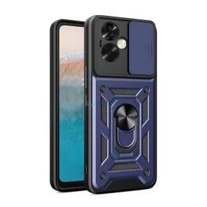 HUSĂ! - Protector de telefon din plastic Defender (rezistenta la impact, interior din silicon, inel de retinere, protectie camera) ALBASTRU INCHIS Oppo A79 5G