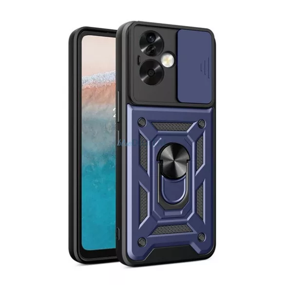 HUSĂ! - Protector de telefon din plastic Defender (rezistenta la impact, interior din silicon, inel de retinere, protectie camera) ALBASTRU INCHIS Oppo A79 5G