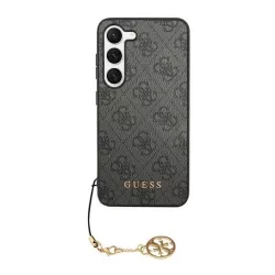   HUSĂ! - Protectie de telefon din plastic GUESS 4G CHARMS (spate textil, decor telefon) GRI Samsung Galaxy S24 (SM-S921)