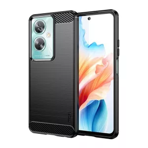 HUSĂ! - Protector de telefon din silicon MOFI (rezistenta la impact, colt cu perna de aer, periat, model carbon) NEGRU Oppo A79 5G