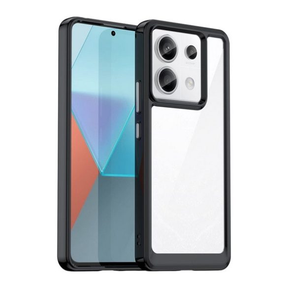 protecțiede telefon din plastic (cadru din silicon, rezistent la șocuri, spate transparent) negru Xiaomi Redmi Note 13 Pro 5G