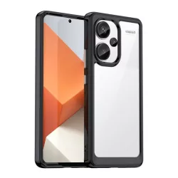   HUSĂ! - Protectie din plastic pentru telefon (cadru din silicon, rezistenta la impact, spate transparent) NEGRU Xiaomi Redmi Note 13 Pro Plus 5G