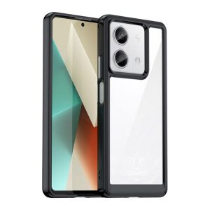 Protectie din plastic pentru telefon (cadru din silicon, rezistenta la impact, spate transparent) NEGRU Xiaomi Redmi Note 13 5G