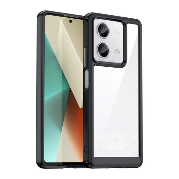 Protectie din plastic pentru telefon (cadru din silicon, rezistenta la impact, spate transparent) NEGRU Xiaomi Redmi Note 13 5G
