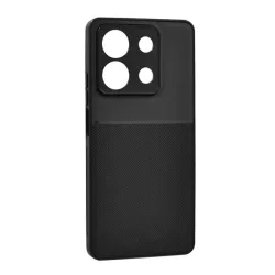   HUSĂ! - Protectie din plastic pentru telefon (cadru silicon, rezistenta la impact, magnetic, spate cu efect piele, dungi) NEGRU Xiaomi Redmi Note 13 5G