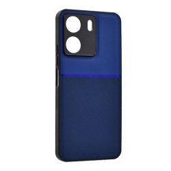   HUSĂ! - protecțiede telefon din plastic (cadru din silicon, rezistent la impact, magnetic, spate cu efect de piele, cu dungi) CUTTING albastruXiaomi Redmi 13C