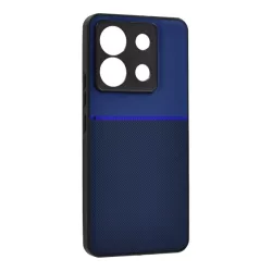   HUSĂ! - Protectie din plastic pentru telefon (cadru silicon, rezistenta la impact, magnetic, spate cu efect piele, dungi) ALBASTRU INCHIS Xiaomi Redmi Note 13 Pro 5G