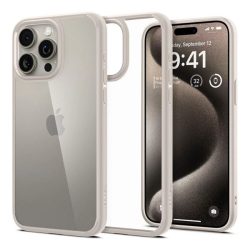   HUSĂ! - SPIGEN ULTRA HYBRID plastic telefon protecție(rezistent la șocuri, bubble cadru) TITANIUM Apple iPhone 15 Pro