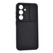   Protector de telefon din silicon (mat, interior din microfibră de pluș, protecție pentru cameră) NEGRU Samsung Galaxy S24 (SM-S921)