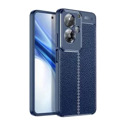   HUSĂ! - Protectie din silicon pentru telefon (rezistenta la impact, efect piele, model de cusaturi) ALBASTRU INCHIS Oppo A79 5G