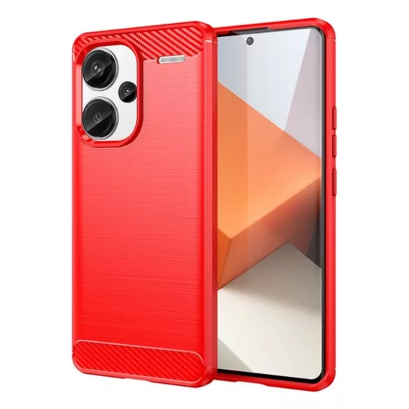 HUSĂ! - Protector de telefon din silicon (rezistenta la impact, colt cu perna de aer, periat, model carbon) ROSU Xiaomi Redmi Note 13 Pro Plus 5G