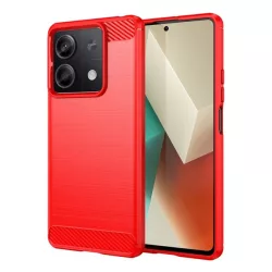   HUSĂ! - Protector de telefon din silicon (rezistenta la impact, colt cu perna de aer, periat, model carbon) RED Xiaomi Redmi Note 13 5G