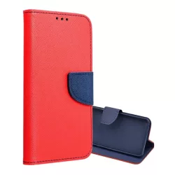   HUSĂ! - Husă în picioare, efect piele (FLIP, deschidere laterală, suport de masă, buzunar pentru card, efect textil) ROȘU/ALBASTRU Xiaomi Redmi Note 13 5G