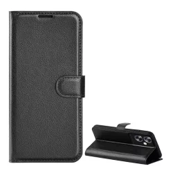   HUSĂ! - Carcasa in picioare, efect piele (FLIP, deschidere laterala, suport desktop, premium) NEGRU Oppo A79 5G