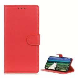   HUSĂ! - Carcasa in picioare, efect piele (FLIP, deschidere laterala, suport desktop, premium) RED Oppo A79 5G