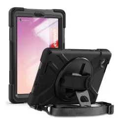   Protector de telefon Defender din plastic (rezistenta la impact, suport, 360° + curea de mana, curea de umar) NEGRU Lenovo Tab M8 Gen4 (TB300F) WIFI, Tab M8 Gen4 (TB300X) LTE