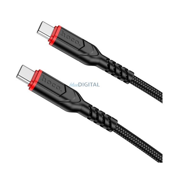 HOCO VICTORY cablu de date (Tip-C - Tip-C, 3A, 60W, încărcător rapid PD, 100cm, anti-rupere, șiret) NEGRU