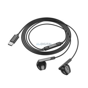 HOCO GLORY Căști stereo (Type-C, microfon, control volum, buton de înregistrare) NEGRU