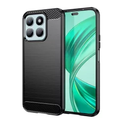   HUSĂ! - Husă silicon pentru telefon (rezistent la impact, bubble heel, periat, model de carbon) negru Honor X8b
